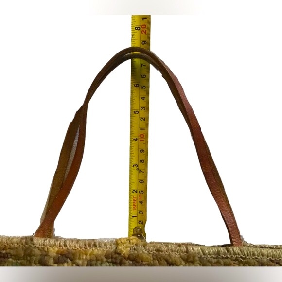 VTG 60-70s Carpet Bag Large Retro Tote Purse with / Leather Handles Rare - Picture 12 of 12